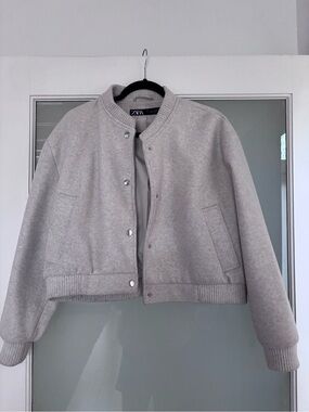 ZARA Light Gray Bomber Jacket